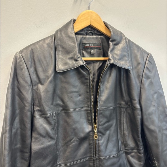 Jason Kole medium leather jacket black 90’s soft full zip - Picture 4 of 14